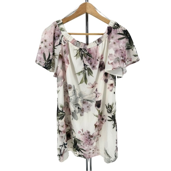Lulu’s Dream of You Ivory Floral Print Off-the-Shoulder Shift Dress size S NWT - Picture 4 of 12